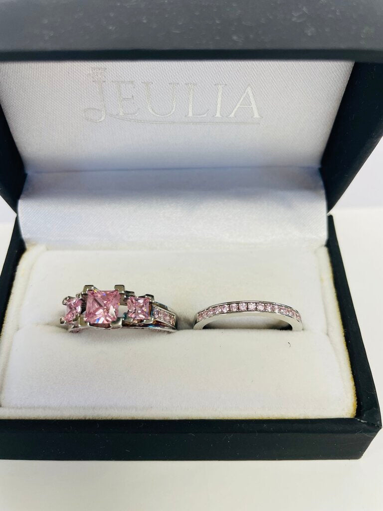 925 PINK STONE RING SET SIZE 8