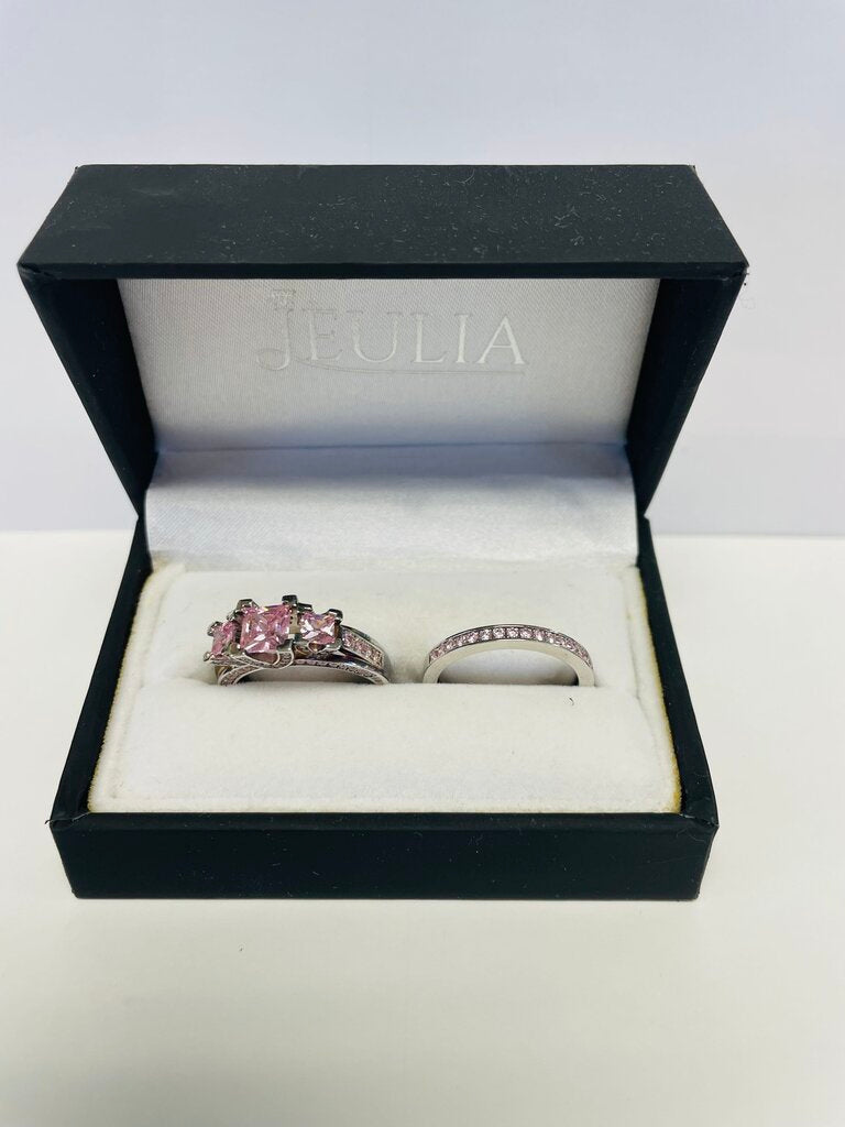 925 PINK STONE RING SET SIZE 8