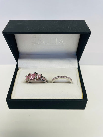 925 PINK STONE RING SET SIZE 8