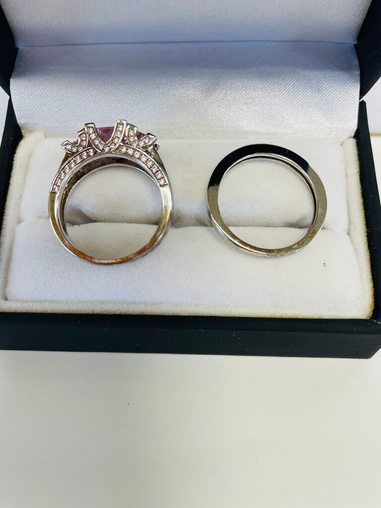 925 PINK STONE RING SET SIZE 8