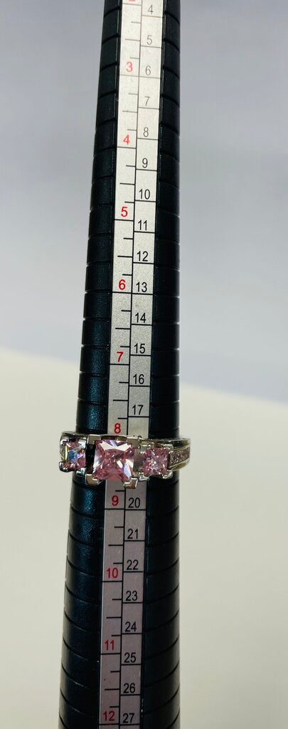 925 PINK STONE RING SET SIZE 8