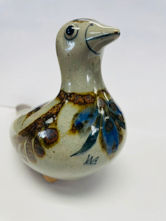 JORGE WILMONT SIGNED FLORAL PIGEON TERRACOTTA 9"