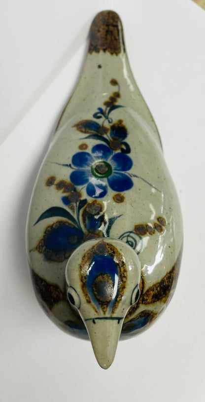 JORGE WILMONT SIGNED FLORAL PIGEON TERRACOTTA 9"