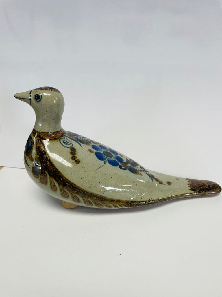 JORGE WILMONT SIGNED FLORAL PIGEON TERRACOTTA 9"
