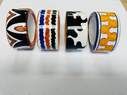 CERAMIC MADE IN ITALY NAPKIN RINGS SET OF 4