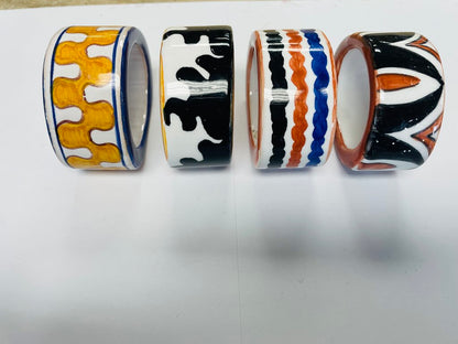 CERAMIC MADE IN ITALY NAPKIN RINGS SET OF 4