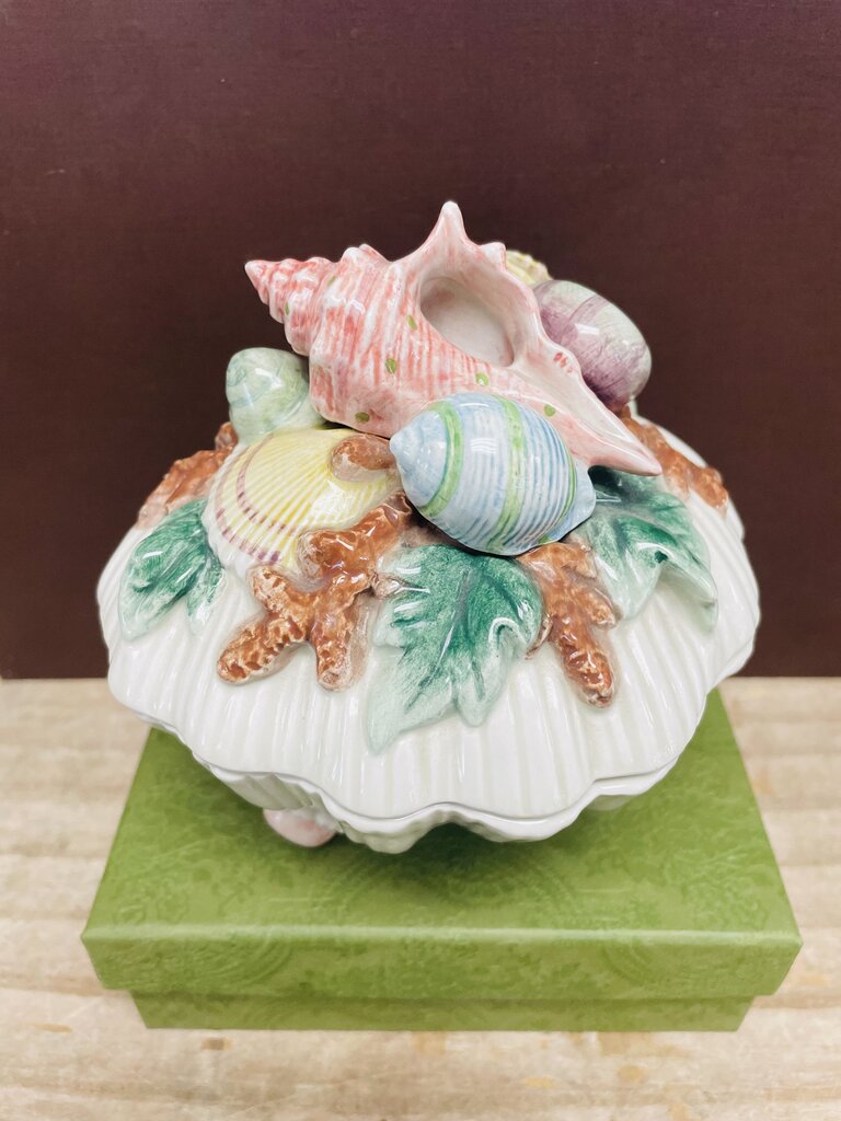 FITZ & FLOYD OCEANA SEASHELL TRINKET DISH 6"x5.5"