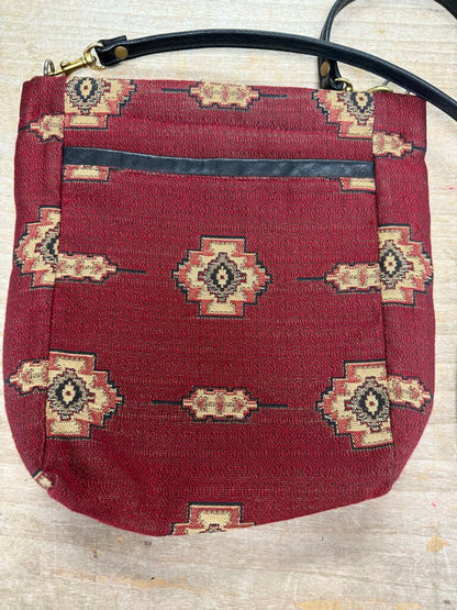 BOHO KILIM STYLE PURSE WITH LEATHER TRIM AND STRAP