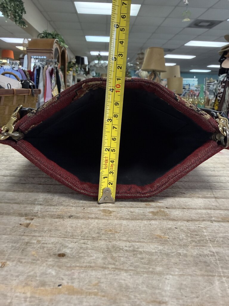 BOHO KILIM STYLE PURSE WITH LEATHER TRIM AND STRAP
