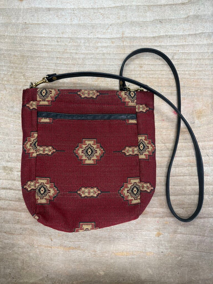 BOHO KILIM STYLE PURSE WITH LEATHER TRIM AND STRAP