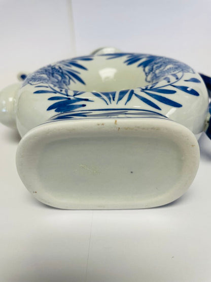 VINTAGE DOUGHNUT TEAPOT BLUE FLORAL