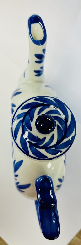 VINTAGE DOUGHNUT TEAPOT BLUE FLORAL