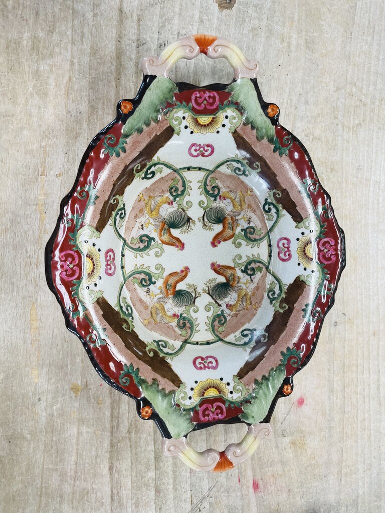 VINTAGE ORIENTAL ROOSTER TRAY