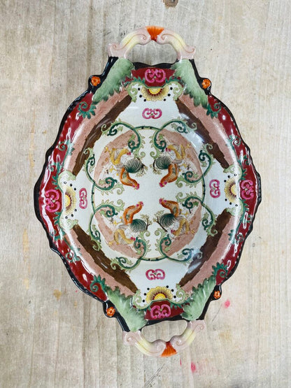 VINTAGE ORIENTAL ROOSTER TRAY