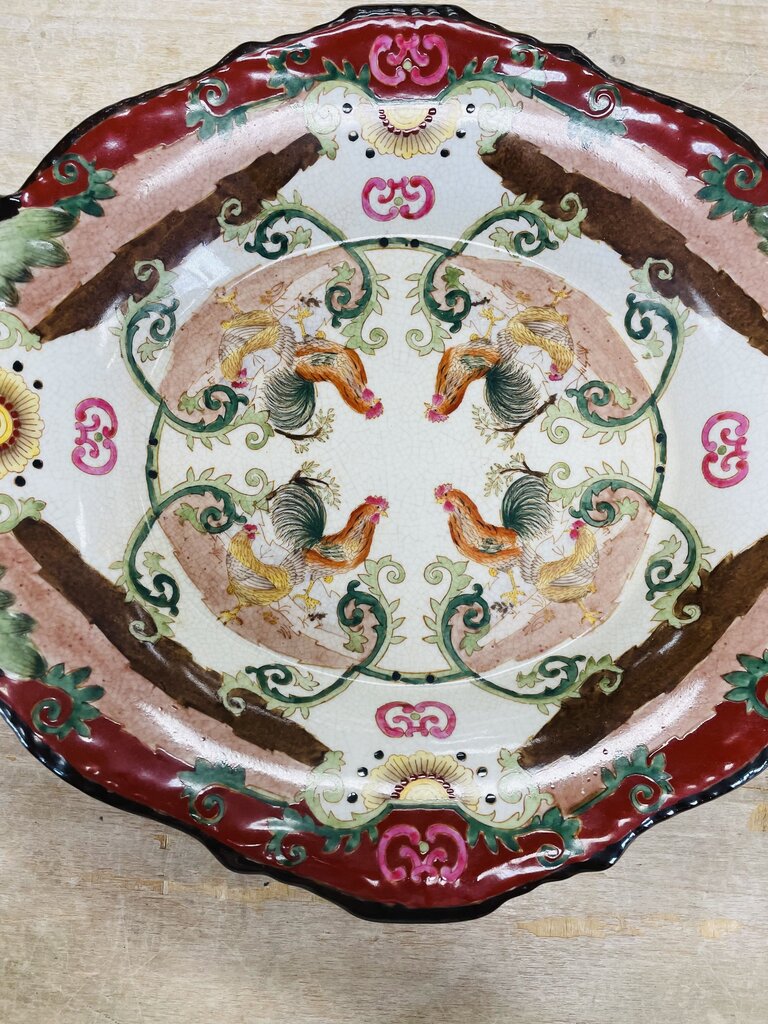 VINTAGE ORIENTAL ROOSTER TRAY