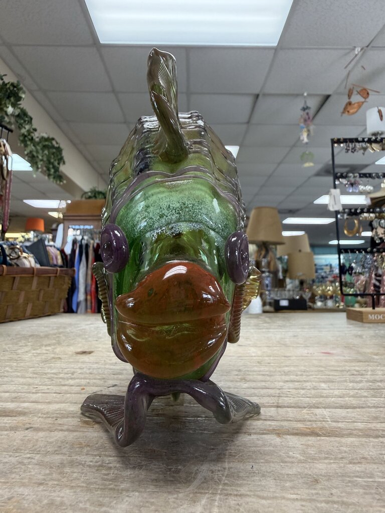 GREEN, ORANGE, AND PURPLE GLASS FISH