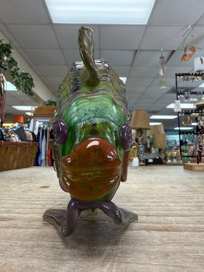 GREEN, ORANGE, AND PURPLE GLASS FISH