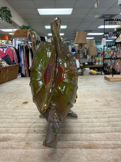 GREEN, ORANGE, AND PURPLE GLASS FISH