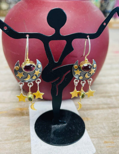 MOON & STARS 925 DANGLE EARRINGS