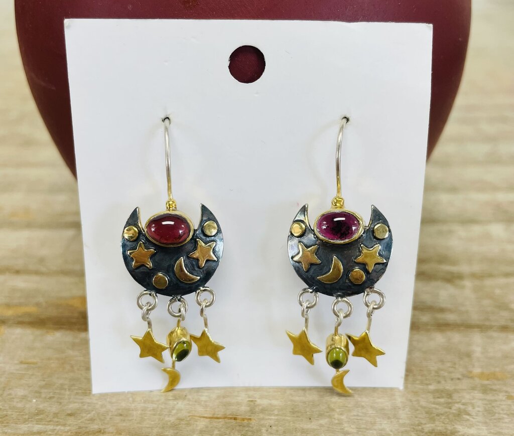 MOON & STARS 925 DANGLE EARRINGS