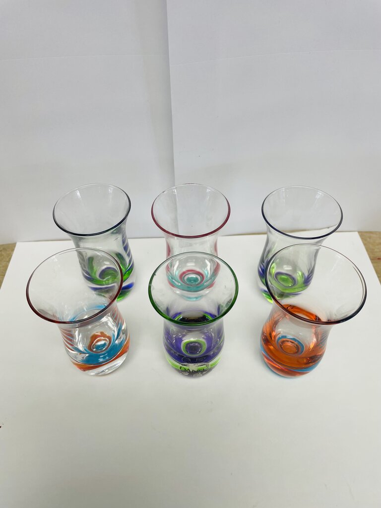 DANSK SPECTRA SHOT GLASS SET OF 6 MULTICOLOR