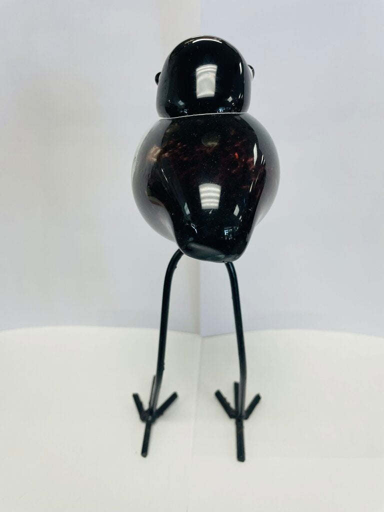 MID CENTURY HAND BLOWN GLASS BIRD W/ METAL LEGS 9.5"