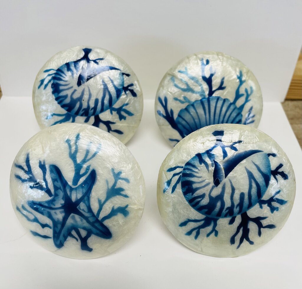 CAPIZ SHELL NAPKIN RING HOLDER SET OF 4