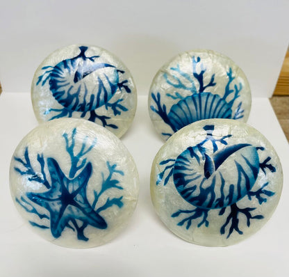 CAPIZ SHELL NAPKIN RING HOLDER SET OF 4