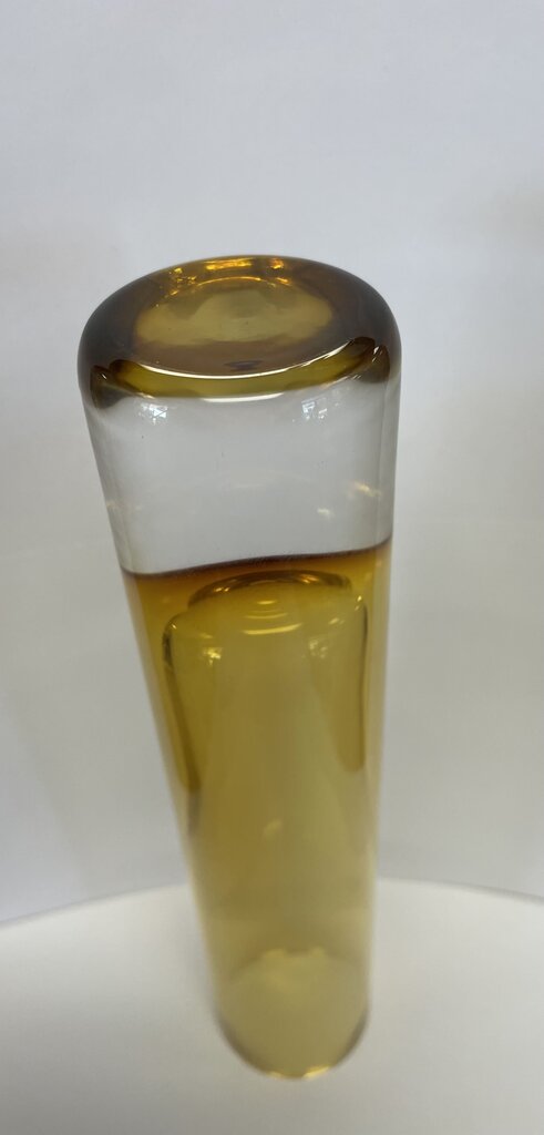 BOHO CZECH SKRDLOVICE ART GLASS VASE BROWNISH WITH CLEAR BOTTOM