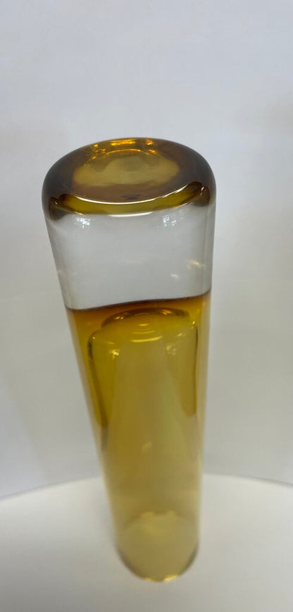 BOHO CZECH SKRDLOVICE ART GLASS VASE BROWNISH WITH CLEAR BOTTOM
