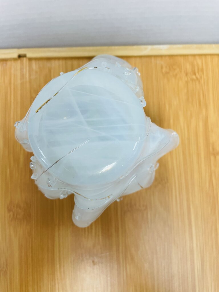 GLASS HANDKERCHIEF VASE W/ GOLD ACCENTS