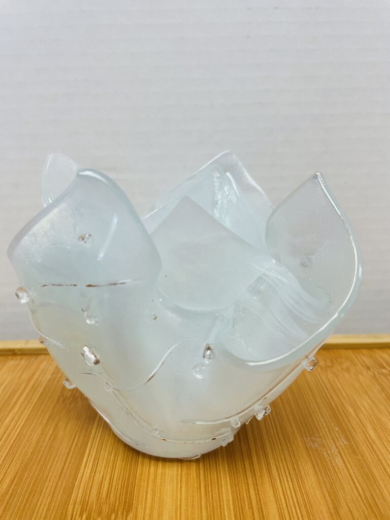 GLASS HANDKERCHIEF VASE W/ GOLD ACCENTS