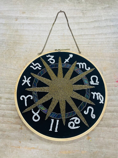 ASTROLOGY ZODIAC SUN EMBROIDERED WALL HANGING