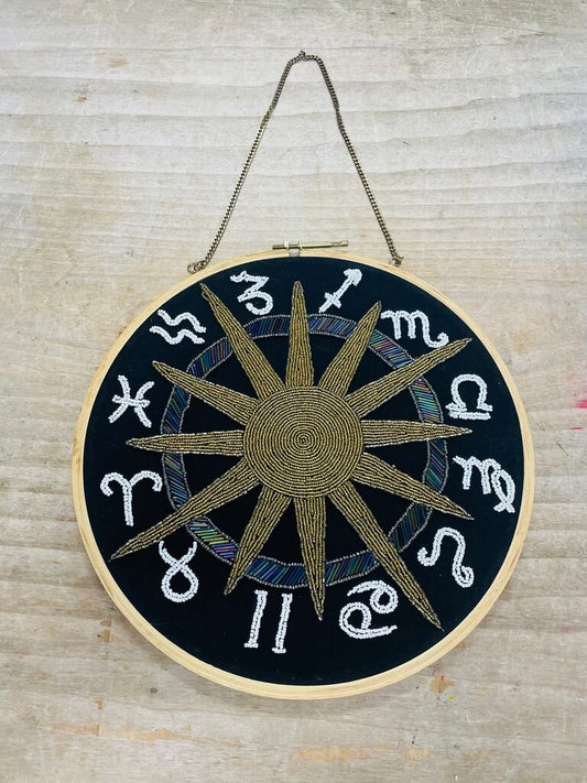 ASTROLOGY ZODIAC SUN EMBROIDERED WALL HANGING