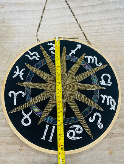 ASTROLOGY ZODIAC SUN EMBROIDERED WALL HANGING