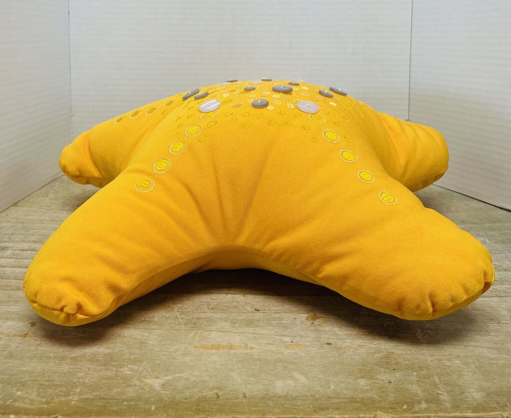 STAR SHAPED YELLOW EMBROIDERED PILLOW
