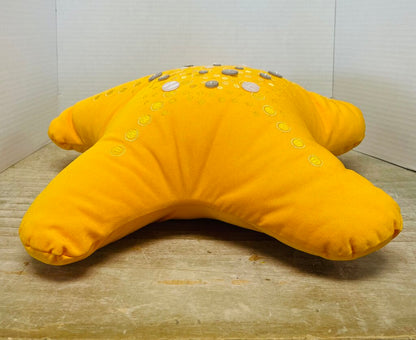 STAR SHAPED YELLOW EMBROIDERED PILLOW