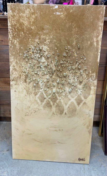 MARY HONG JOHN RICHARDS HANDMADE CRYSTAL WALL ART 46"x24"