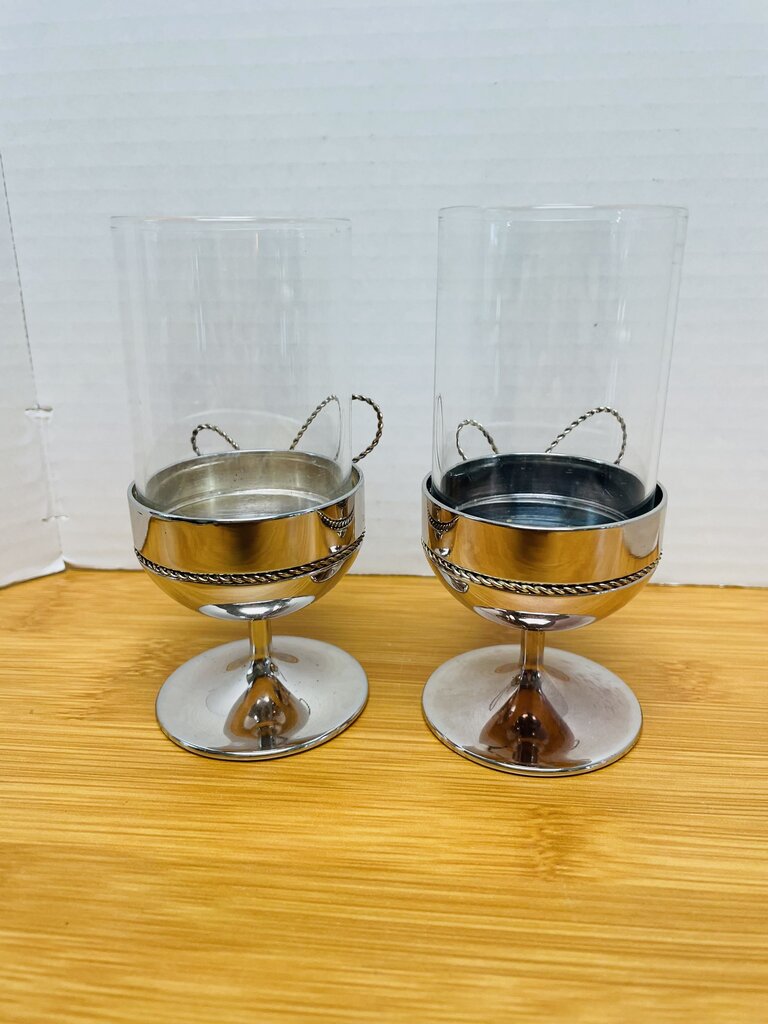 VERA WANG LOVE KNOTS TEA LIGHT HOLDER SET OF 2 5"x2"