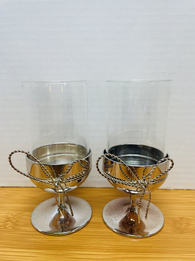 VERA WANG LOVE KNOTS TEA LIGHT HOLDER SET OF 2 5"x2"