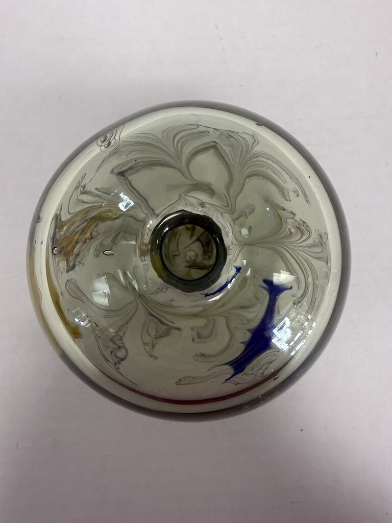 VINTAGE GLASS ORB SIGNED BUD VASE