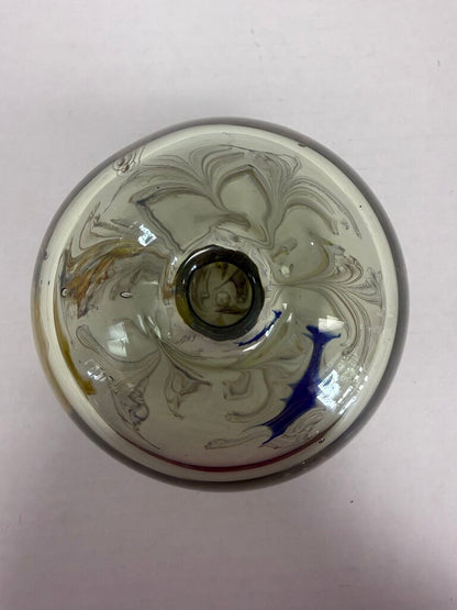 VINTAGE GLASS ORB SIGNED BUD VASE