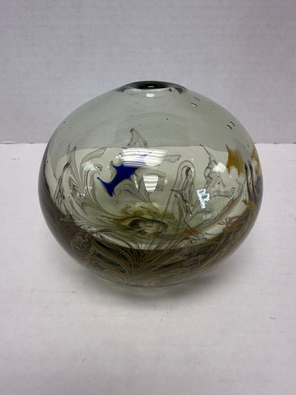 VINTAGE GLASS ORB SIGNED BUD VASE