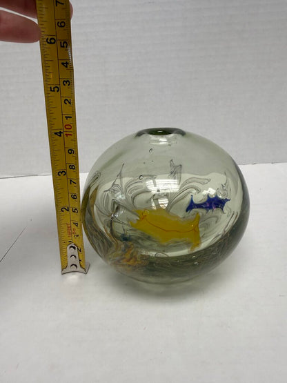 VINTAGE GLASS ORB SIGNED BUD VASE