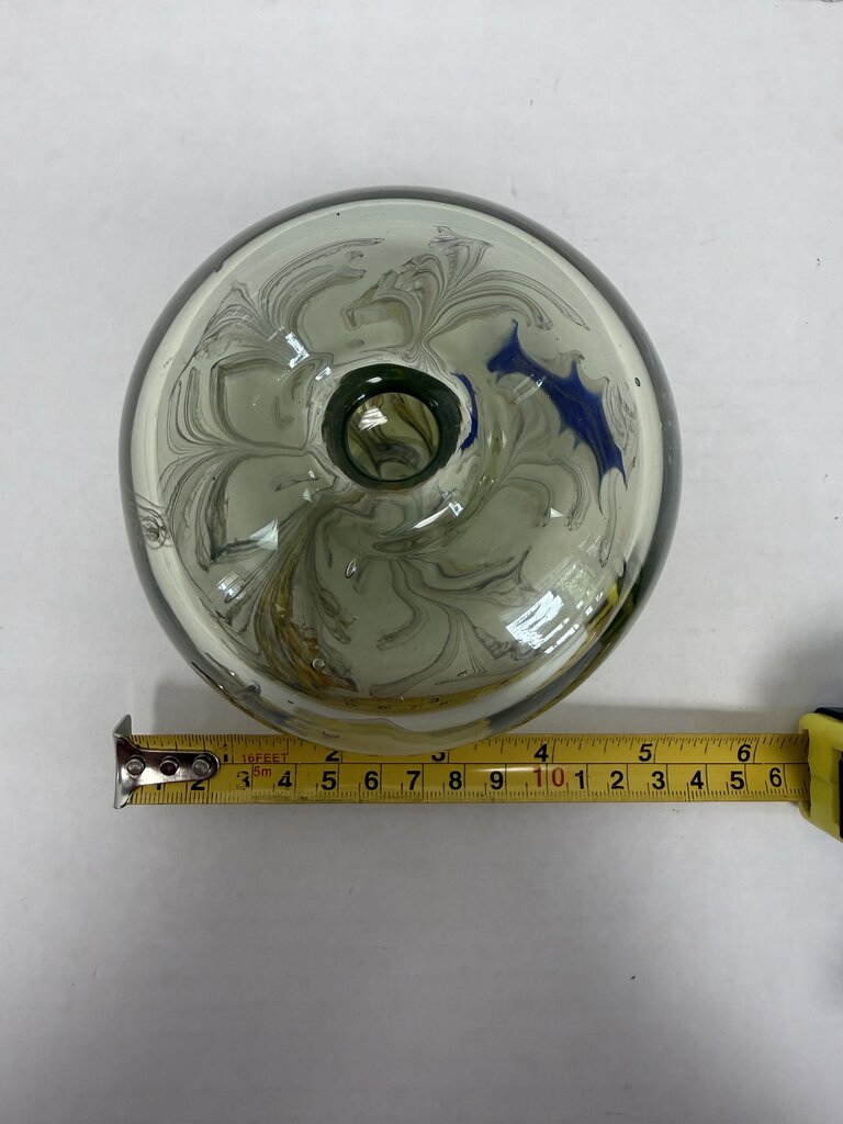 VINTAGE GLASS ORB SIGNED BUD VASE