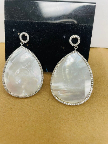 MOTHER OF PEARL SILVER EARRINGS