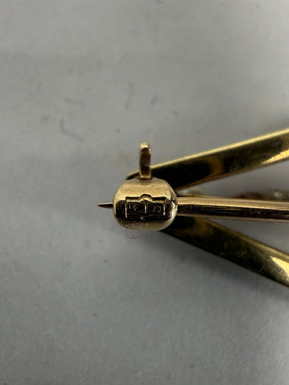 VINTAGE 14KT GOLD DIAMOND PEARL BROOCH