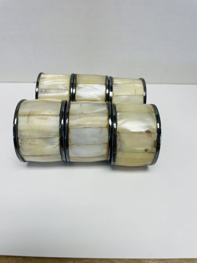 MOTHER OF PEARL NAPKIN RING HOLDER SET OF 6
