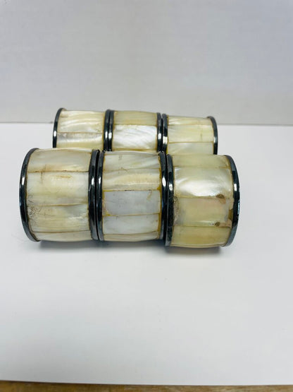 MOTHER OF PEARL NAPKIN RING HOLDER SET OF 6