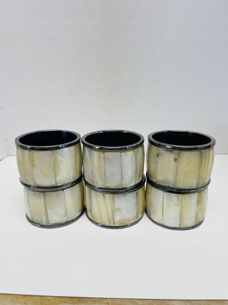 MOTHER OF PEARL NAPKIN RING HOLDER SET OF 6